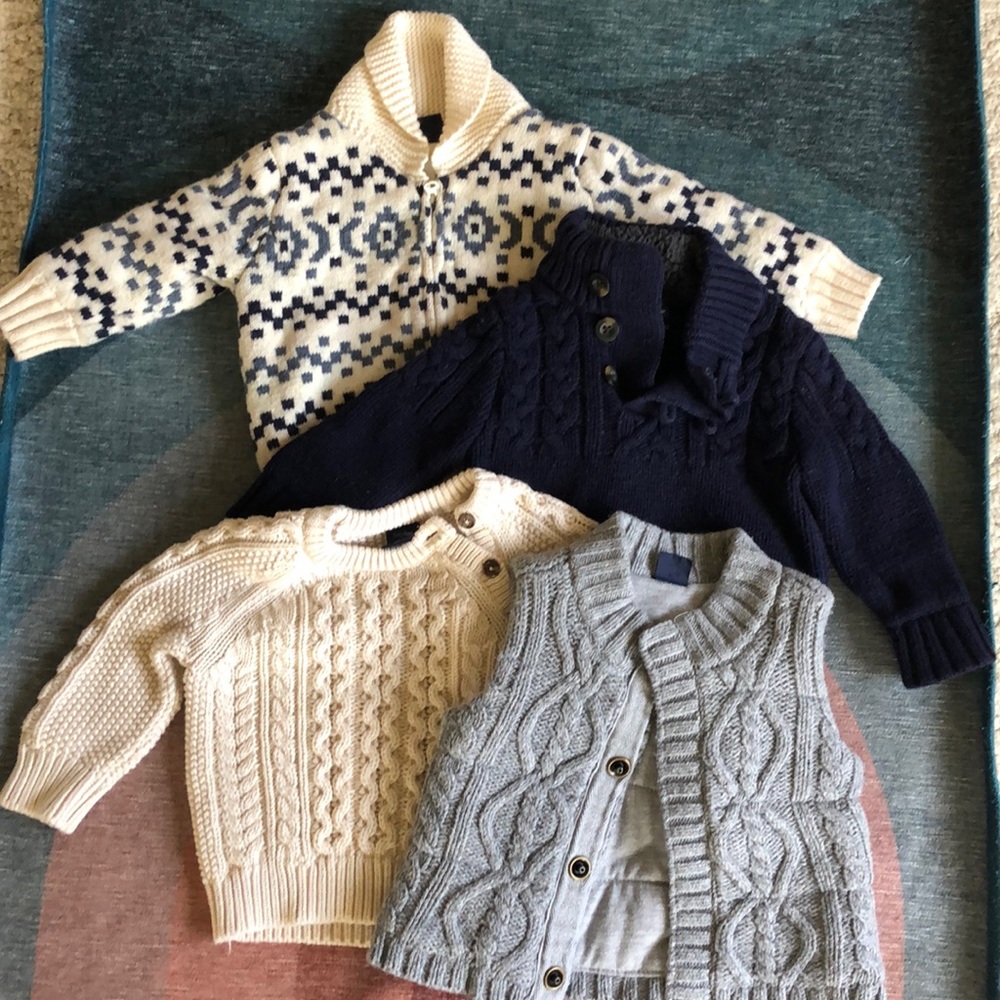 GAP Kids Navy, Cream & Light Gray Knit Sweaters Bundle